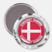 Aimant Emblème rond du Danemark (Recto/Verso)