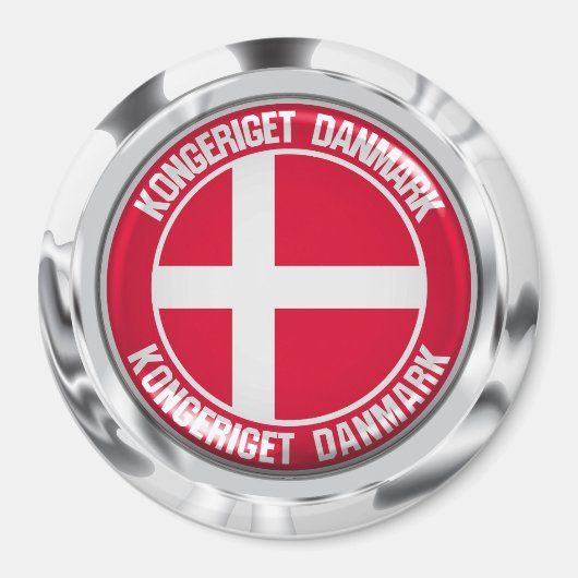 Aimant Emblème rond du Danemark (Devant)