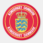 Aimant Emblème rond du Danemark (Devant)