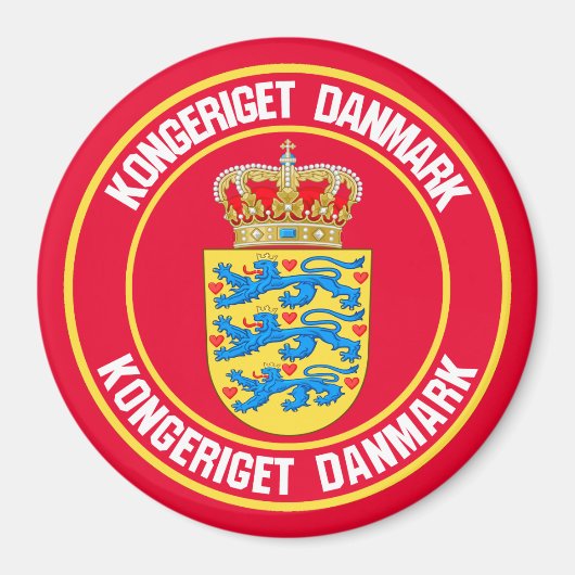 Aimant Emblème rond du Danemark (Devant)