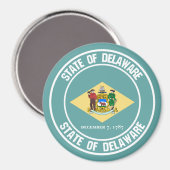 Aimant Emblème rond du Delaware (Recto/Verso)