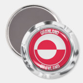 Aimant Emblème rond du Groenland (Recto/Verso)