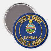 Aimant Emblème rond du Kansas (Recto/Verso)