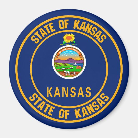 Aimant Emblème rond du Kansas (Devant)