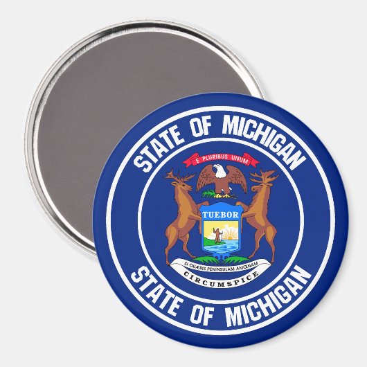 Aimant Emblème rond du Michigan (Recto/Verso)