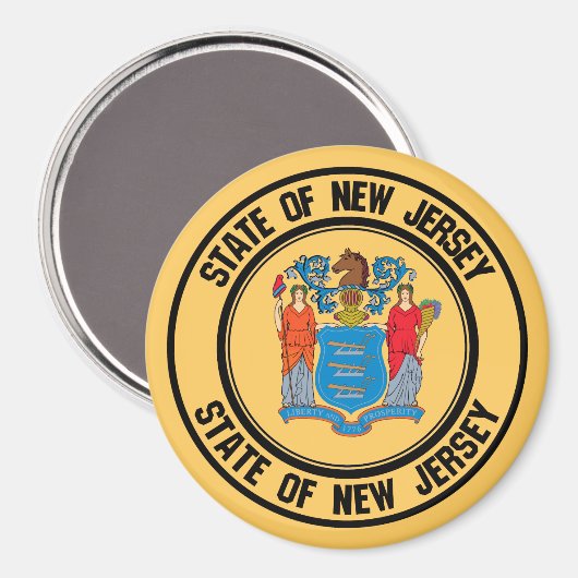 Aimant Emblème rond du New Jersey (Recto/Verso)