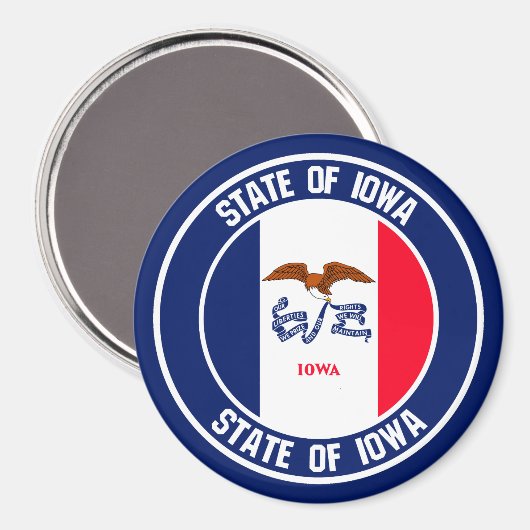Aimant Emblème rond Iowa (Recto/Verso)
