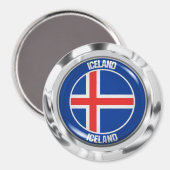 Aimant Emblème rond Islande (Recto/Verso)