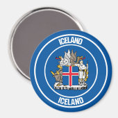 Aimant Emblème rond Islande (Recto/Verso)