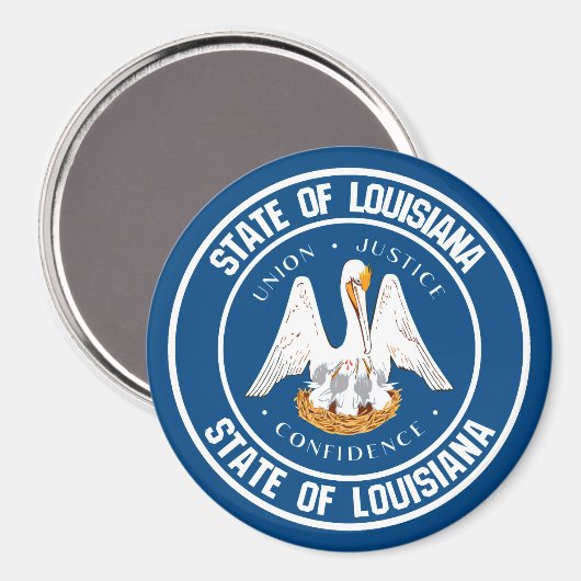 Aimant Emblème rond Louisiane (Recto/Verso)