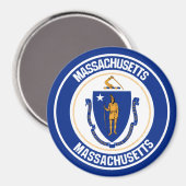 Aimant Emblème rond Massachusetts (Recto/Verso)