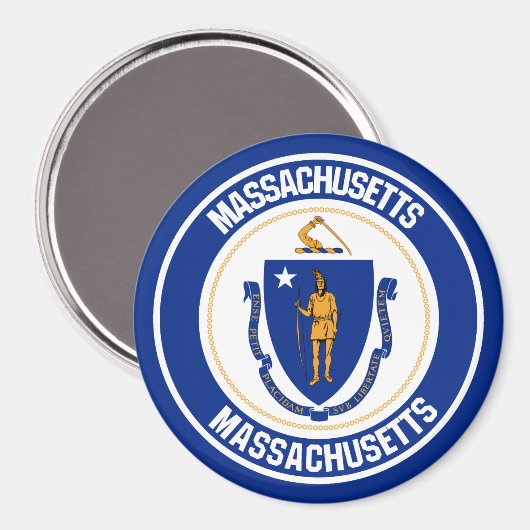 Aimant Emblème rond Massachusetts (Recto/Verso)