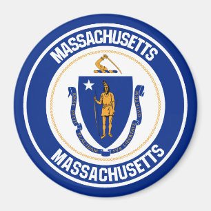 Aimant Emblème rond Massachusetts