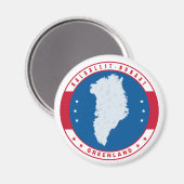 Aimant Emblème rond Rouge Groenland Carte Kalaallit Nunaa (Recto/Verso)