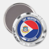 Aimant Emblème rond Sint Maarten (Recto/Verso)
