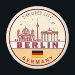 Aimant Emblème Skyline de Berlin Allemagne<br><div class="desc">Design d'art minimaliste et coloré de Berlin avec monuments et monuments de la ville en Allemagne.</div>