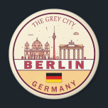 Aimant Emblème Skyline de Berlin Allemagne<br><div class="desc">Design d'art minimaliste et coloré de Berlin avec monuments et monuments de la ville en Allemagne.</div>