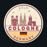 Aimant Emblème Skyline de Cologne Allemagne<br><div class="desc">Design d'art minimaliste et coloré de Cologne avec monuments et monuments de la ville en Allemagne.</div>