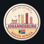 Aimant Emblème Skyline de Johannesburg Afrique du Sud<br><div class="desc">Design d'art minimaliste et coloré de Johannesburg avec monuments et monuments de la ville en Afrique du Sud.</div>