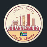Aimant Emblème Skyline de Johannesburg Afrique du Sud<br><div class="desc">Design d'art minimaliste et coloré de Johannesburg avec monuments et monuments de la ville en Afrique du Sud.</div>