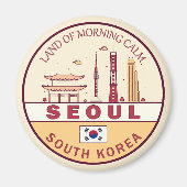 Aimant Emblème Skyline de Séoul Corée du Sud (Devant)