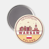 Aimant Emblème Skyline de Varsovie Pologne (Recto/Verso)