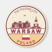 Aimant Emblème Skyline de Varsovie Pologne (Devant)