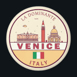 Aimant Emblème Skyline de Venise Italie<br><div class="desc">Design minimaliste et coloré de Venise avec monuments et monuments de la ville en Italie.</div>