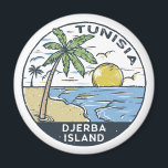Aimant Emblème Vintage Djerba Tunisie<br><div class="desc">Design vectoriel Djerba. Djerba,  une île au large de la Tunisie,  est connue pour ses plages méditerranéennes.</div>