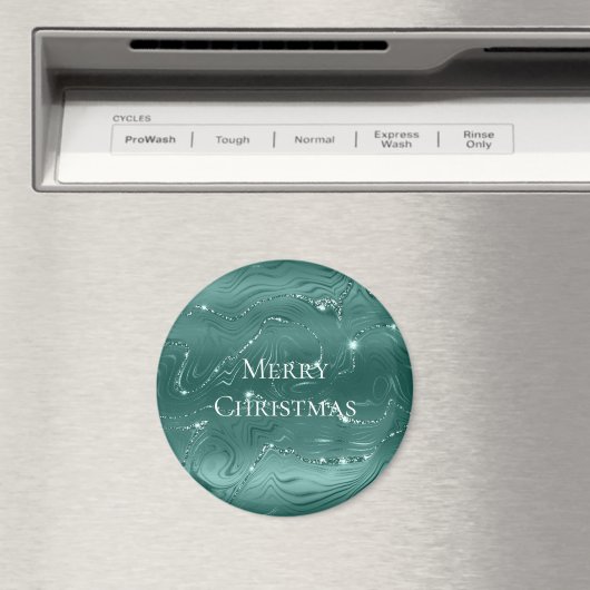 Aimant Emerald Green Glitzy Marble Christmas (In Situ (Lave-vaisselle))