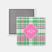 Aimant Emerald Green Hot Pink Wht Preppy Madras (Recto/Verso)