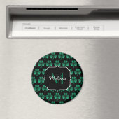 Aimant Emerald Green Sparkle Shamrock noir Monogramme (In Situ (Lave-vaisselle))