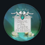 Aimant Emerald Peacock Enregistrer la date<br><div class="desc">Émeraude paon symbole d'intégrité,  de bonne volonté,  d'épanouissement et de gentillesse.</div>