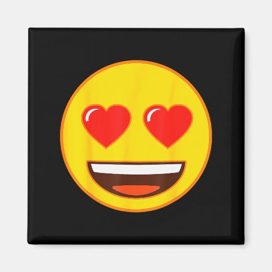 Aimant Emoji Heart Eyes Yellow Smile Face (Devant)