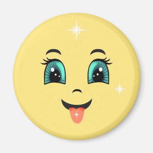 Aimant Emoji visage heureux mignon (Devant)