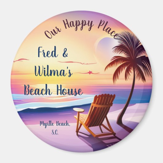 Aimant Emplacement personnalisé Happy Place Personnalisé (Devant)