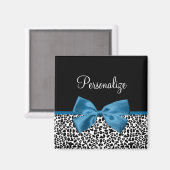 Aimant Empreinte de léopard animal Motif jolie Bleu Bow (Recto/Verso)