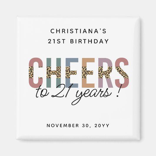 Aimant Empreinte de léopard de fête du 21e anniversaire m (Devant)