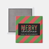 Aimant Empreinte de léopard de Noël moderne Red Green Str (Recto/Verso)