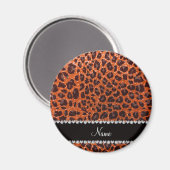 Aimant Empreinte de léopard de parties scintillant orange (Recto/Verso)