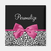 Aimant Empreinte de léopard de ruban rose foncé Vivacious (Devant)