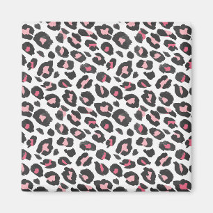 Aimant Empreinte de léopard, papier guépard, rose, girly