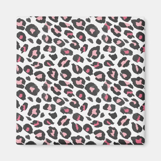 Aimant Empreinte de léopard, papier guépard, rose, girly (Devant)