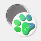 Aimant Empreinte de patte Animaux NOM Blue Green Chien Ch (Recto/Verso)