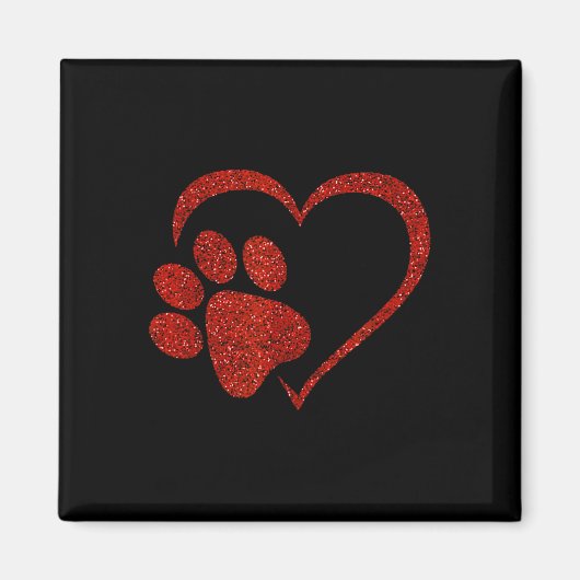 Aimant Empreinte de patte De Chien Au Coeur Rouge Pour La (Devant)