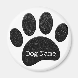 Aimant Empreinte de patte de chien avec nom à la machine 
