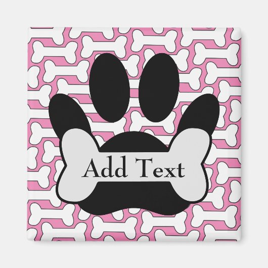 Aimant Empreinte de patte De Chien Et Os (Devant)