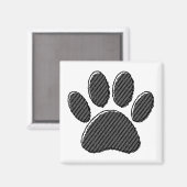 Aimant Empreinte de patte de chiot rayé noir et blanc (Recto/Verso)