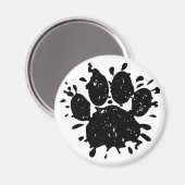 Aimant Empreinte de patte Distressed Black Paint Splatter (Recto/Verso)