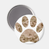 Aimant Empreinte de patte en détresse de Camo Dog du dése (Recto/Verso)